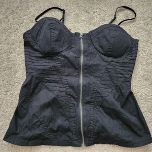 Candie's Black Zipper Corset Top